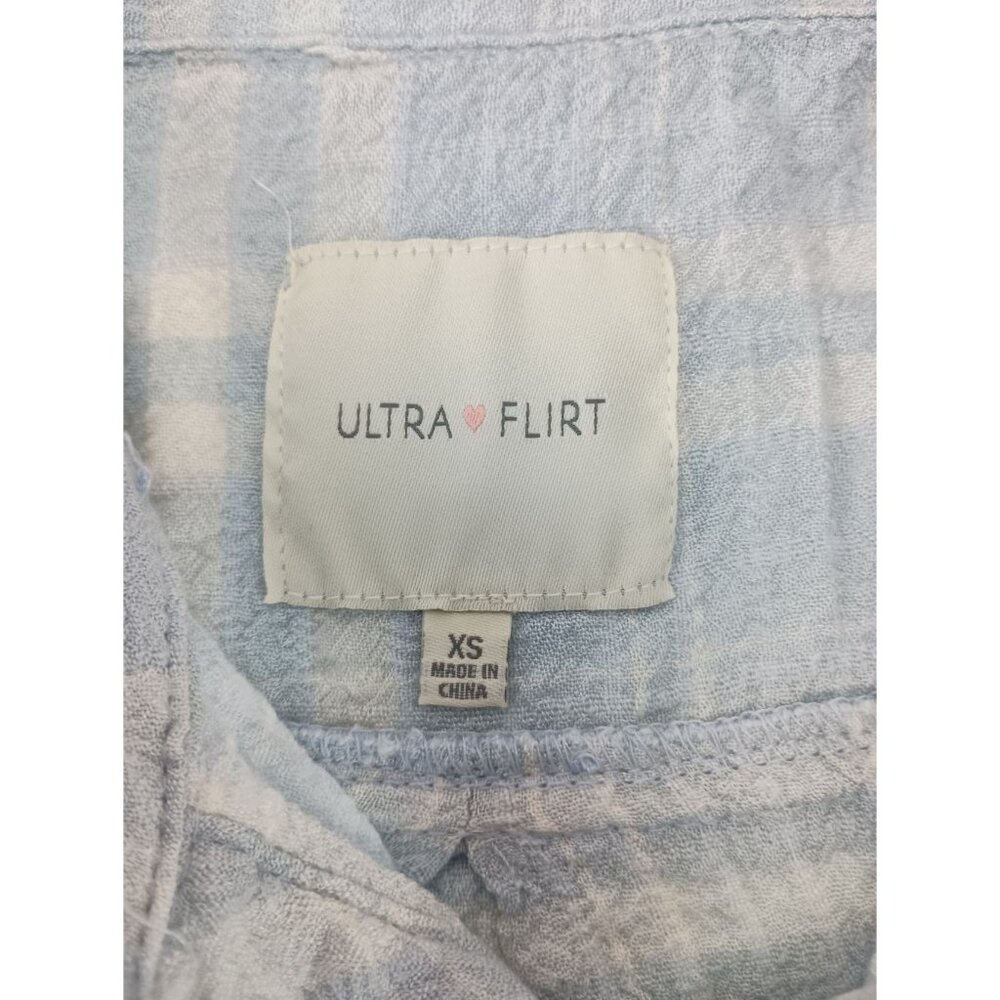 Ultra Flirt Women's Collared Plaid Sleeveless Front Tie Top Shirt Sz. XS - Picture 7 of 8